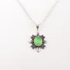 Green Cat's Eye Gemstone 925 Stamped Silver Jewelry Handmade Chain Pendant 1.62" CP-12-41