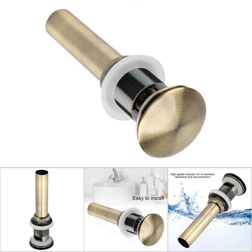 G1 1 4  Brass Bathroom Basin Sink Pop Up Drain Assembly with Over Flow (Green Bronze)