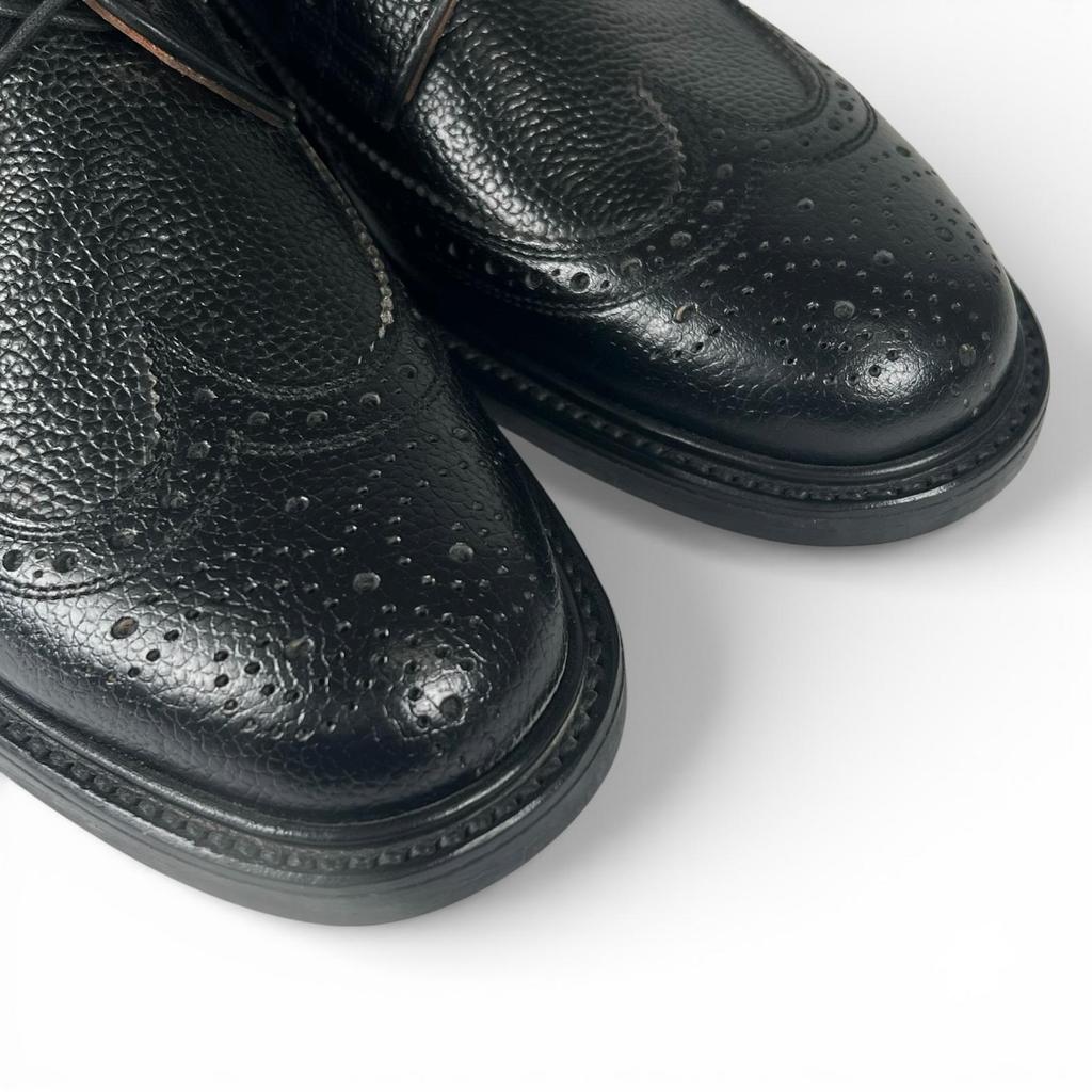 Pristine REGAL Leather Shoes Wingtip Full Brogue Black Leather Mens 24.5 Used