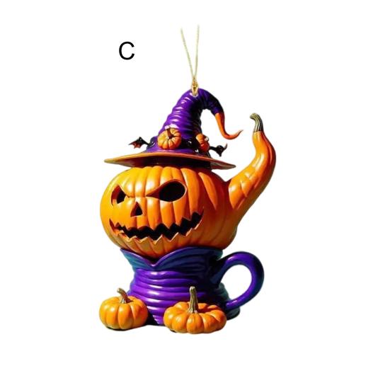 Automobile Pendant Lightweight Acrylic Rearview Mirror Decoration 2D Pumpkin Design Safety Anti-Blocking Cat Pendant