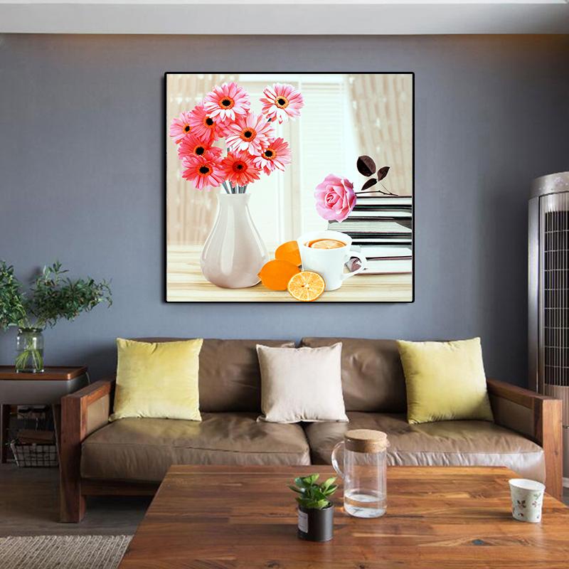 Vase Rosa Blumen Poster Blumendruck Dekorative Leinwandmalerei Schlafzimmer Wohnzimmer Rahmenlose Wandkunst