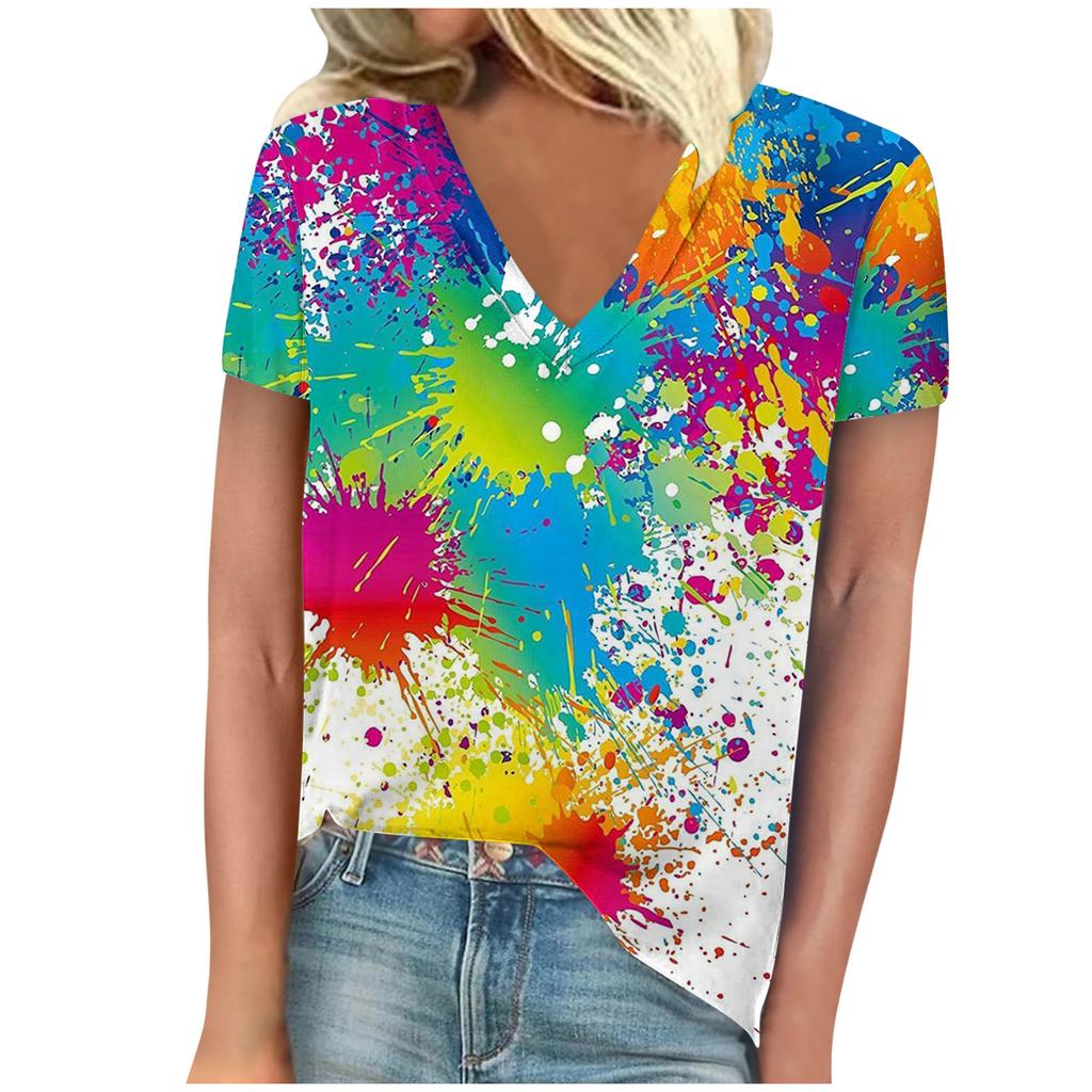 vintage women bee print t shirt short sleeve v neck tops comfortable t-shirts