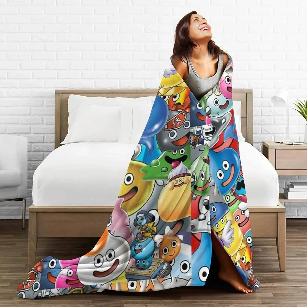 Dragon Quest Slimes Blankets Soft Warm Flannel Throw Blanket Cover for Bed Living room Picnic Travel Home Couch