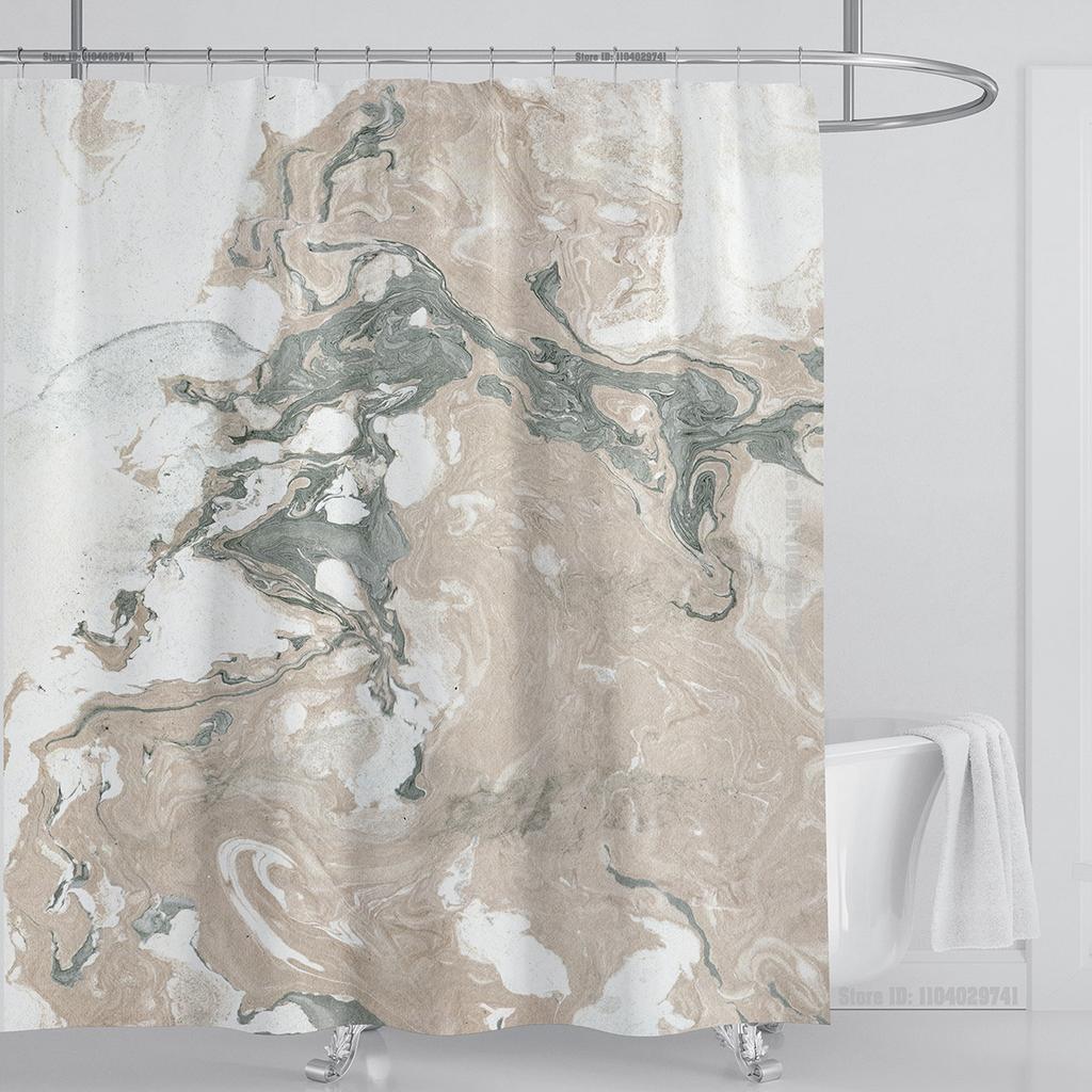 Marmor Wasserdichter Duschvorhang Wasserdichter Duschvorhang für Badezimmerdekor Bedruckter Waschbarer Duschvorhang mit Haken