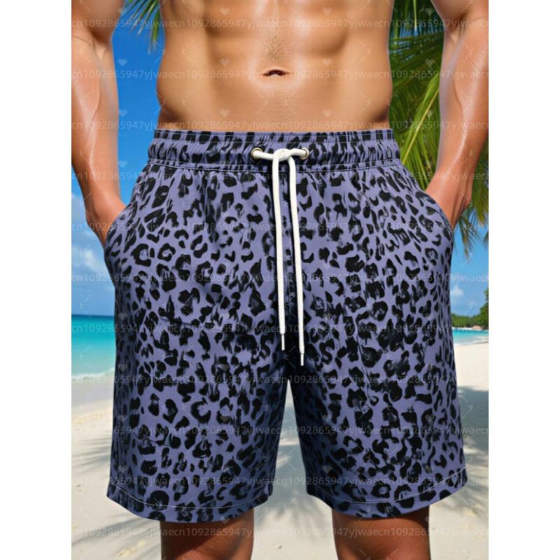 26 Summer Men Board Surf Shorts Tropical Plants Print Trunks Drawstring Elastic Quick Dry Hawaiian Beach Shorts Men Clothing