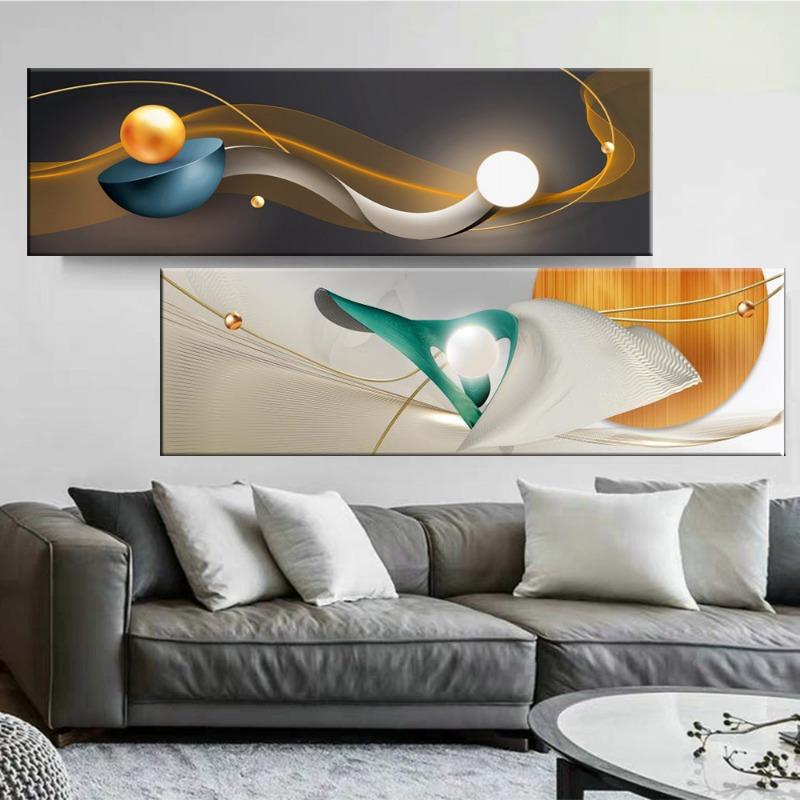 Nordic Light Abstract Geometric Feather Canvas Painting Posters and Prints Wall Art Pictures Living Room Home Decor No Frame