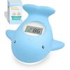 Baby Bath Tub Thermometer - Bathtub Water Thermometer with Room Temperature - Safety Floating Whale Bathtub Toy - New Upgraded Mute Flashing Alert,