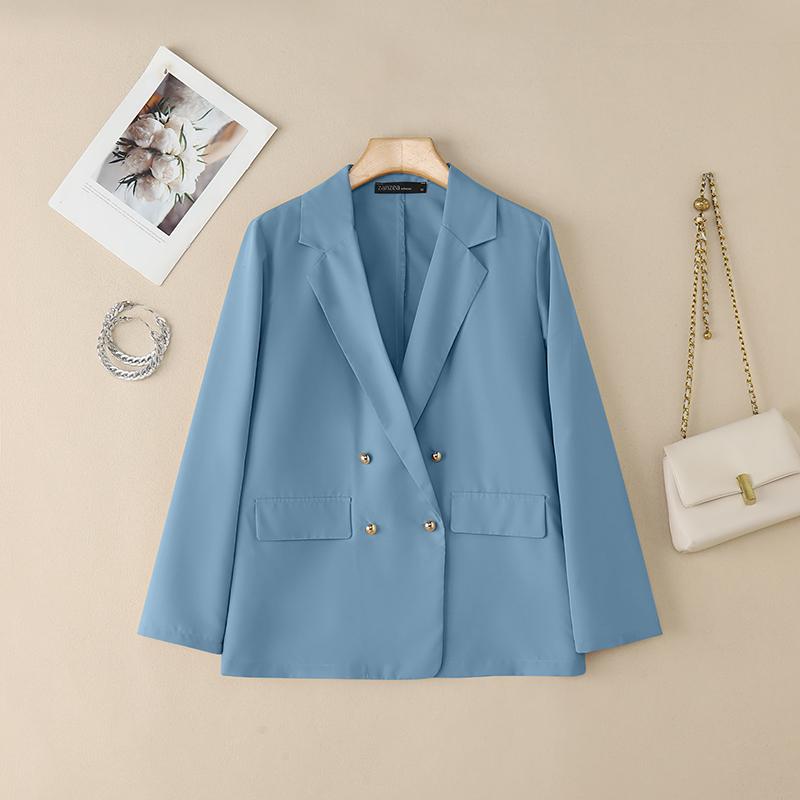 

ZANZEA Женские кардиганы с отложным воротником, длинным рукавом, повседневные, тонкие 5XL синий