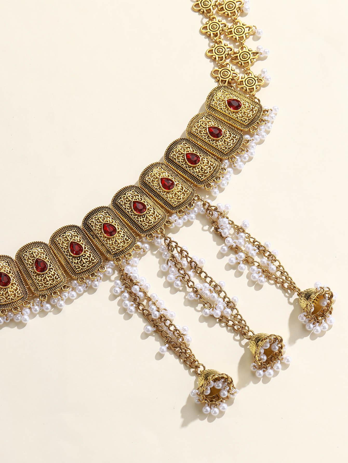 European and American Bohemian-Style Long Tassel Waist Chain with Ethnic and Chinese Influence красный
