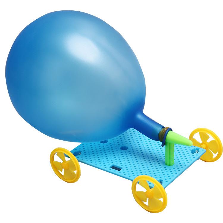

Science And Technology Small Production DIY Balloon Powered Car Children s Small Invention Recoil Force Car Science Experiment Materials Toys синий