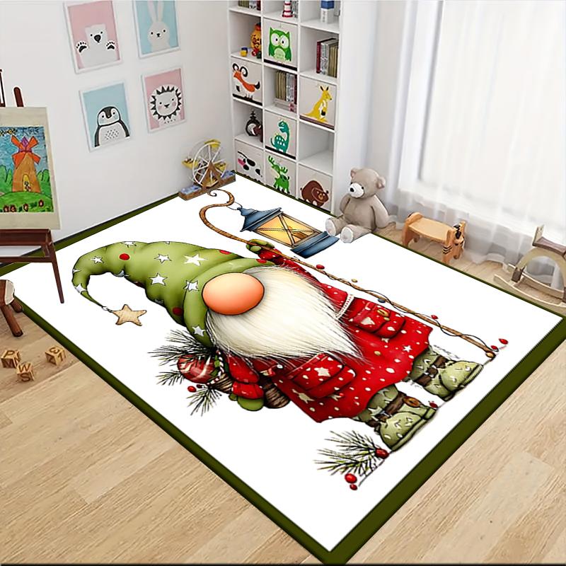 1Pc Holiday Gnomes Celebration Carpet Rug Soft Washable Antislip Home Living Room Sofa Mats Personalized Christmas Rug