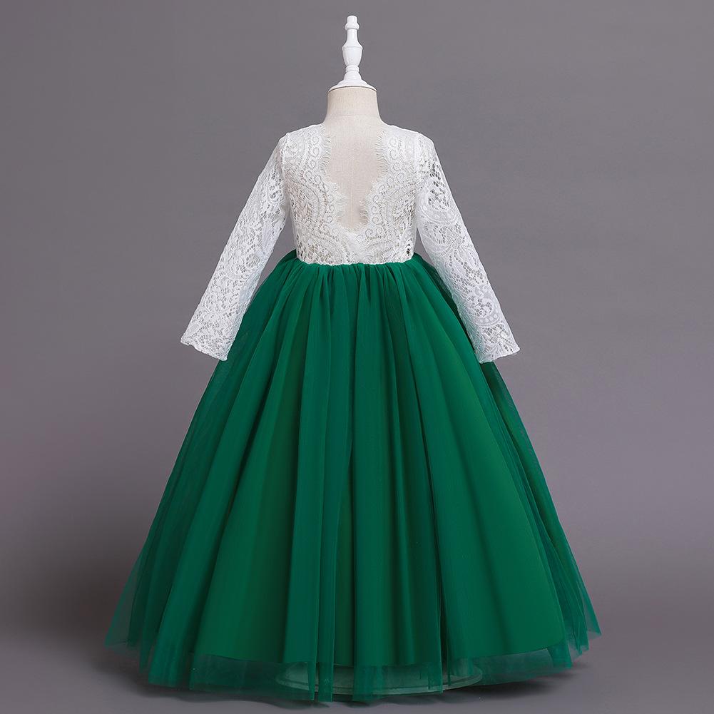 Middle-aged Children's Lace Princess Dress Long Skirt Girls Catwalk Sparkling Kids Birthday Dress Elegant Soft Party Dress Ball Gown for Girls