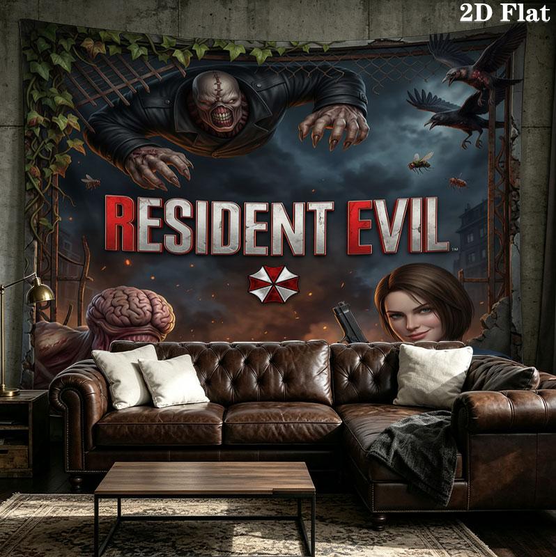 Resident Evil Wall Tapestry Aesthetic Wall Hanging Printed Fabric Blanket Decorative Tapestries For Bedroom Living Room Home Decor