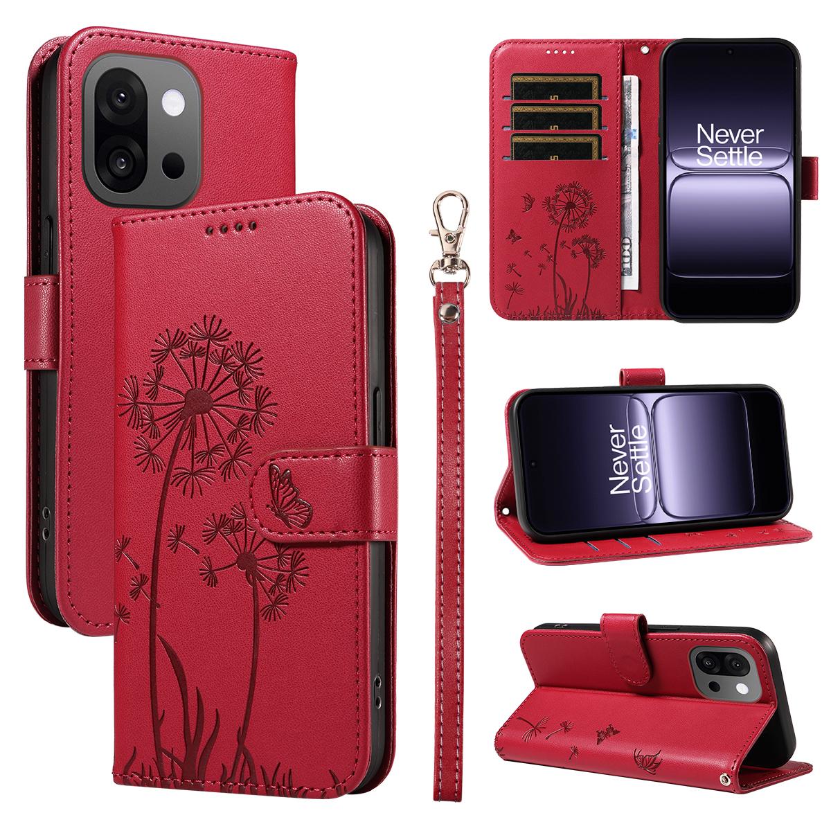 For OnePlus 13T 5G Leather Wallet Case with Strap Dandelion Imprint Phone Stand Cover A