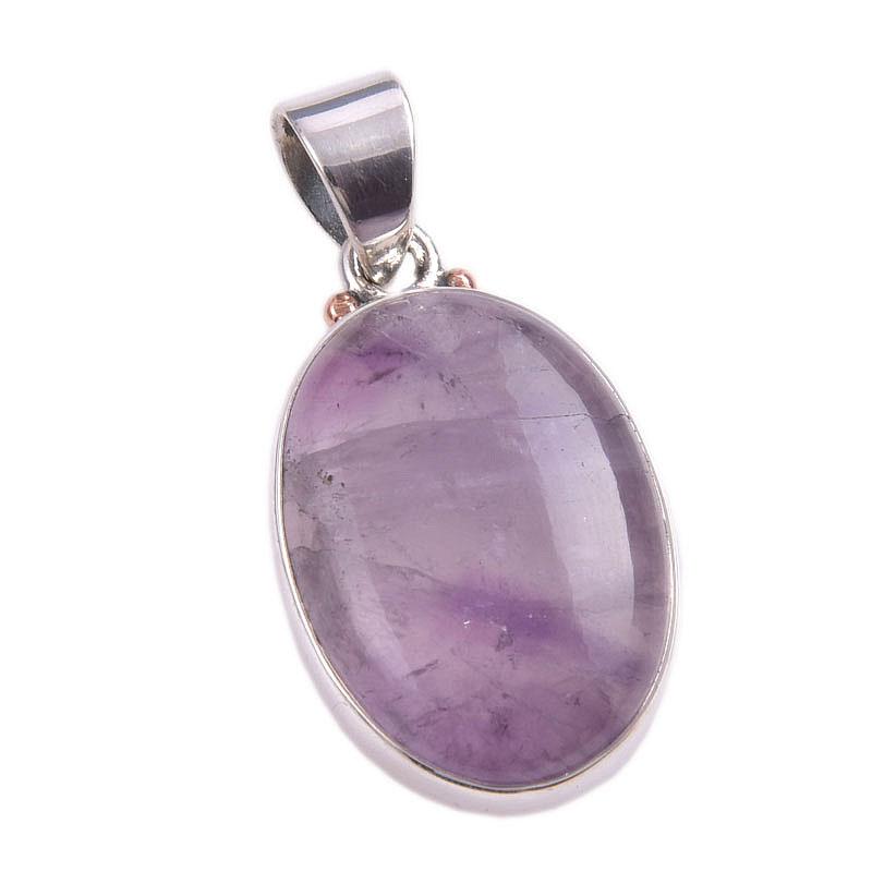 Natural Cloud Amethyst Gemstone Handmade 925 Solid Silver Pendant 1.25'' M0e40
