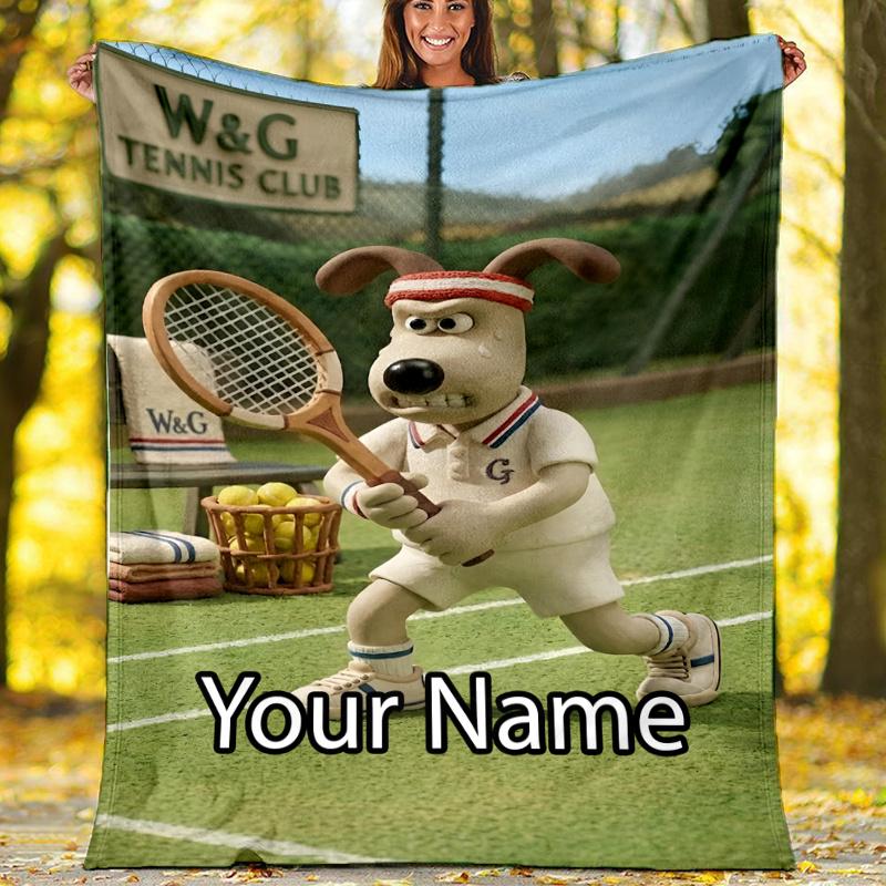 Custom Name Wallace & Gromit Theme Printed Blanket - Perfect for Couch, Bed, Travel & Outdoor Use | Machine Washable, Cozy & Durable.