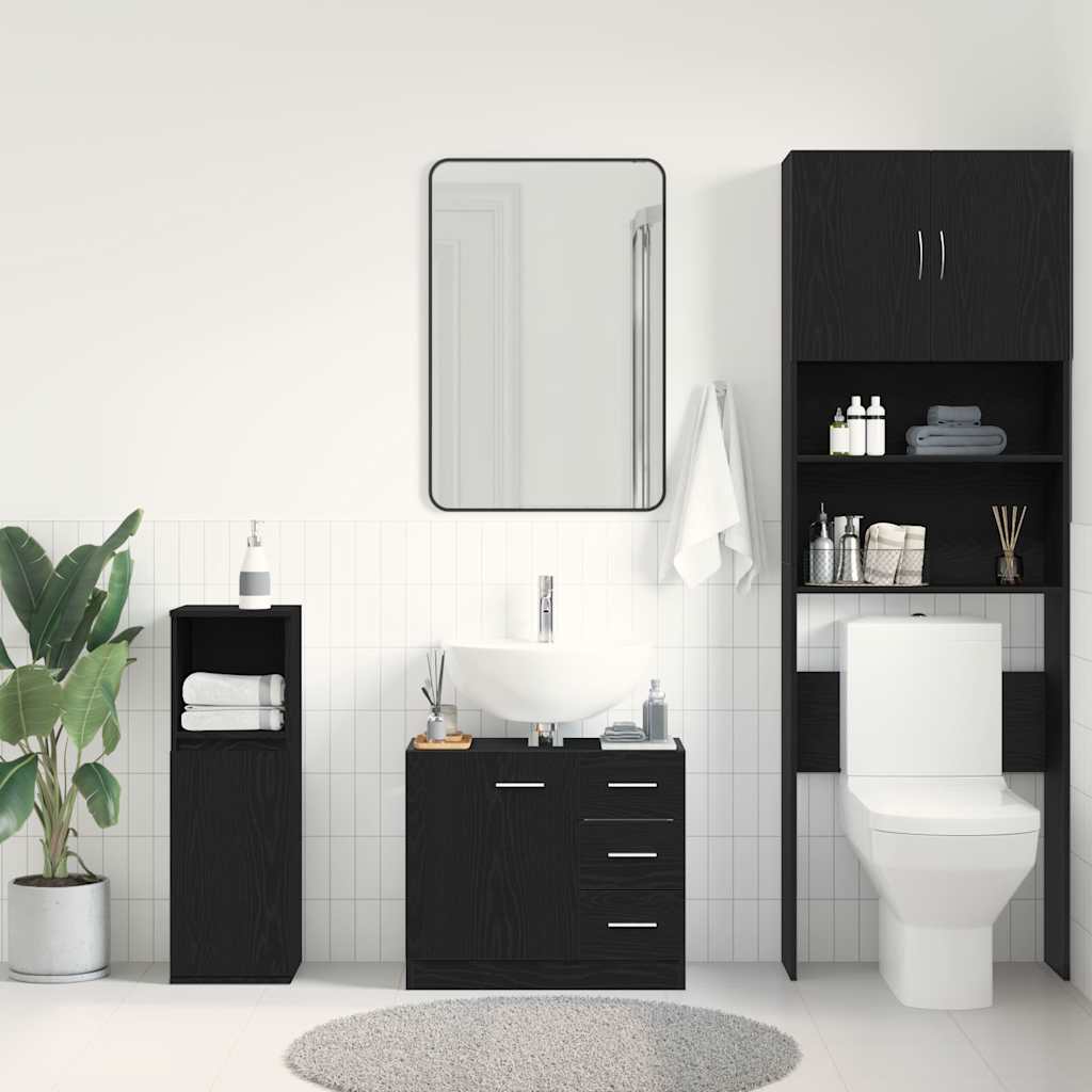 Bathroom Vanity Unit Black Oak Effect 63 x 30 x 54 cm