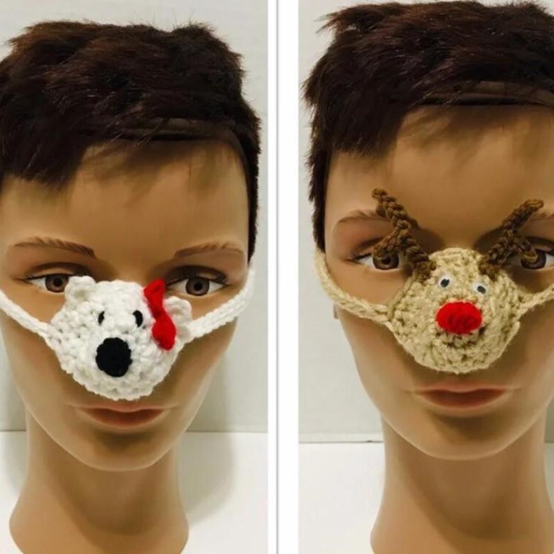 Hand-knitted Halloween funny colorful line mask and hat