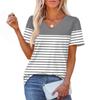 Women's Fashionable Casual Short Sleeve Print V-Neck Pullover Top