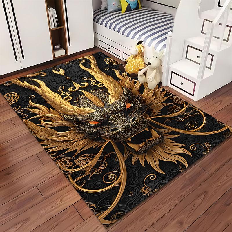 Golden Dragon Pattern Carpet suitable as a non-slip mat for the living room or bedroom sofa