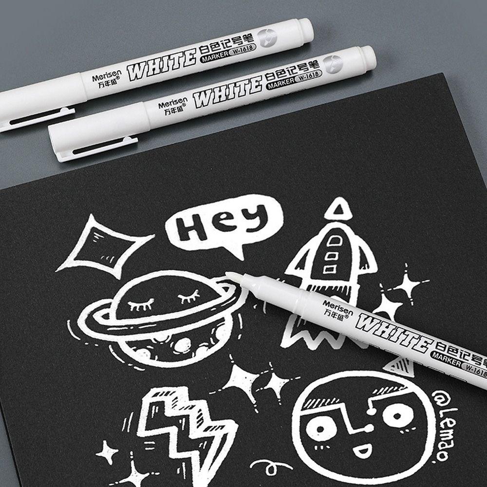 3pcs Smooth Writing White Permanent Paint Pen Waterproof Oily Marker Pen  Drawing Marking