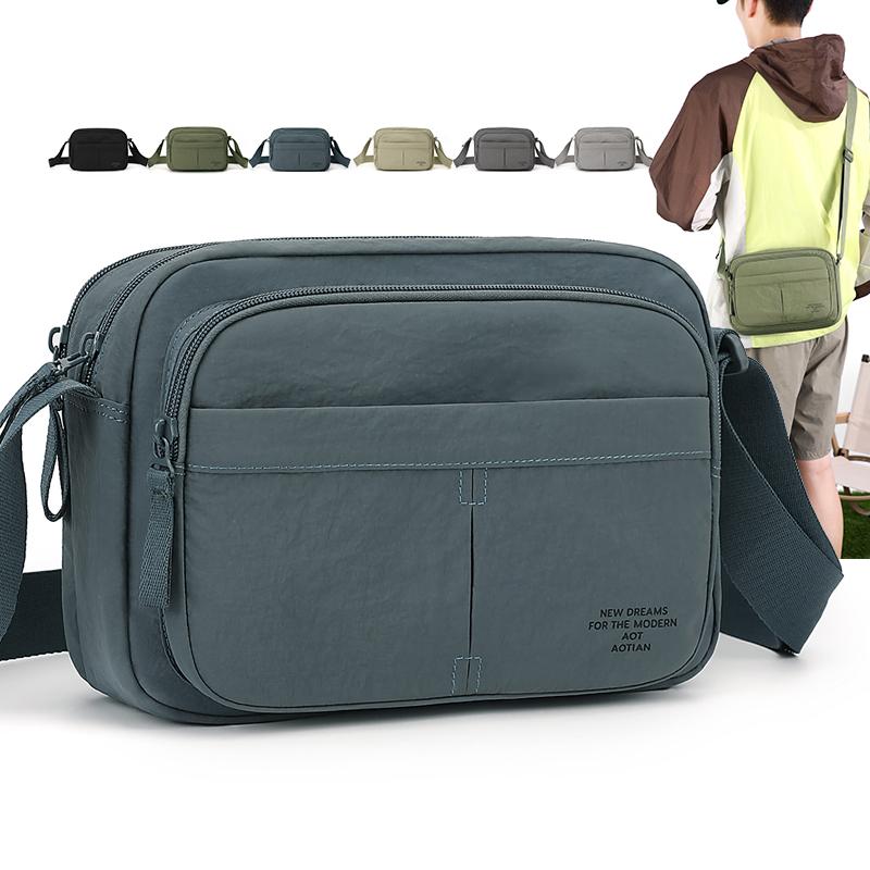 Borsa a tracolla leggera in nylon per uomo donna, borsa a tracolla messenger casual con tasche multiple