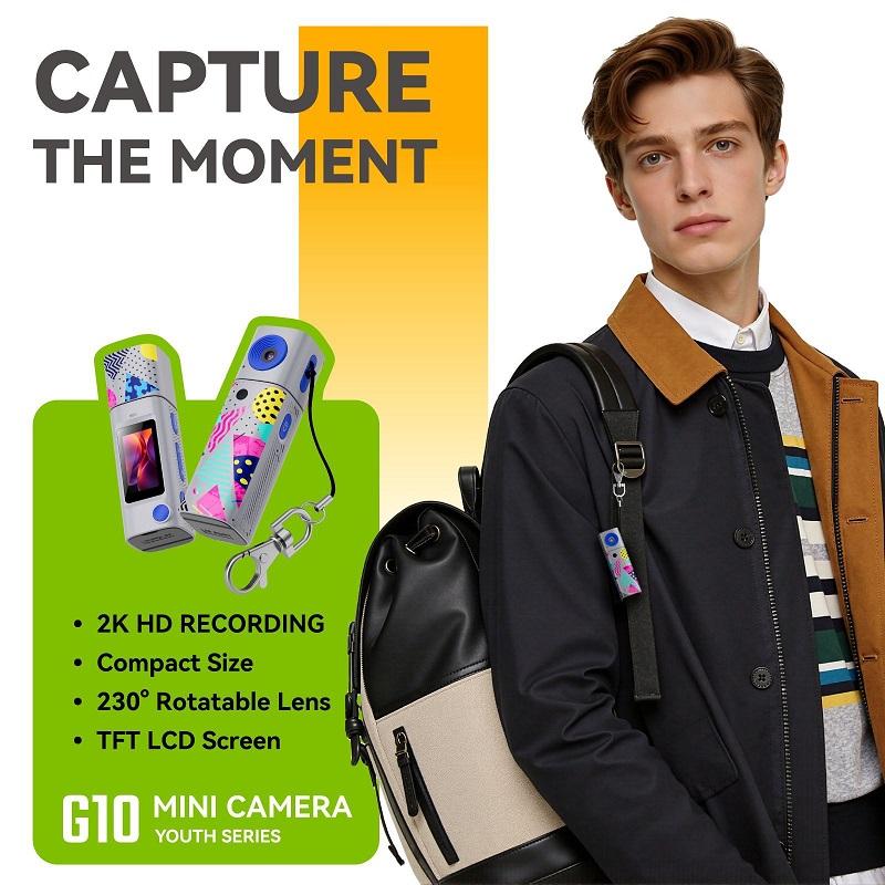 Action Camera 2K HD Portable Sports Camcorder for Students Outdoor Photography Video Long Battery