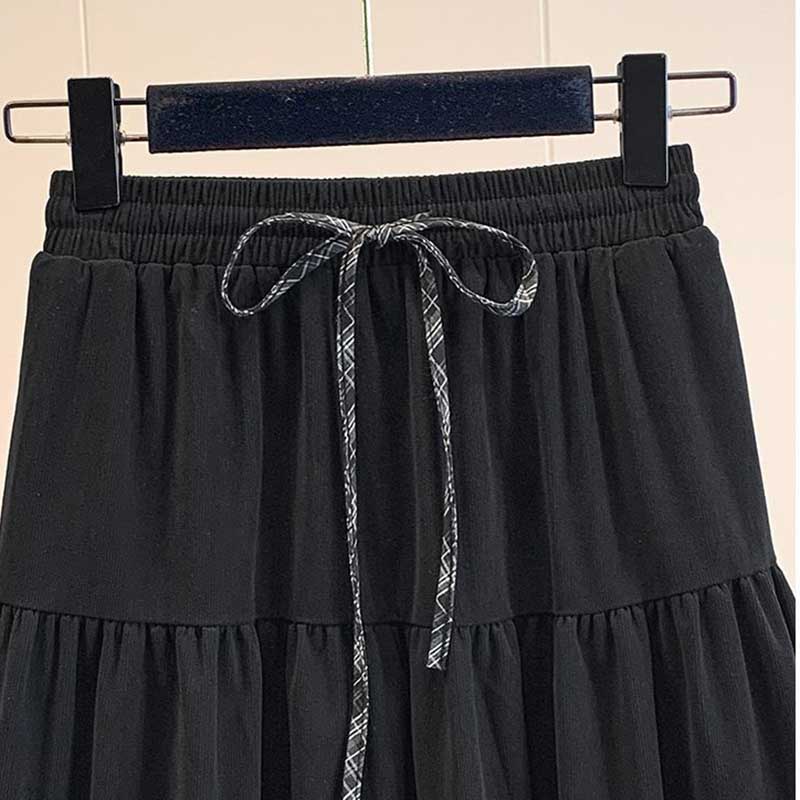 Skirt for Women Casual Versatile Elastic High Waist Long Loose Black Plaid A-Line Cake Skirt Trousers Stretchy Slim Skirt