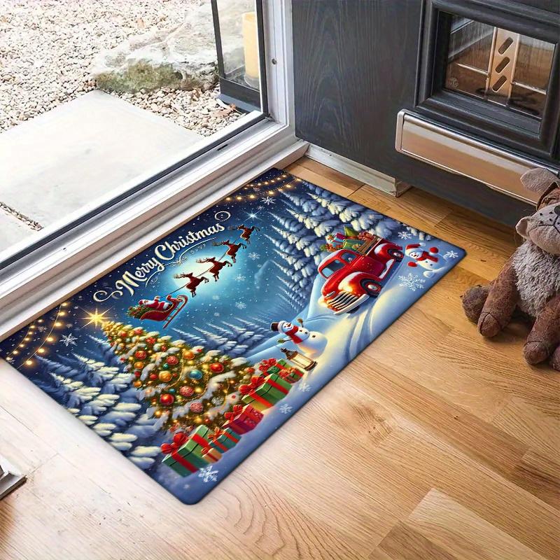 Christmas Theme Entry Door Floor Mat Holiday Decoration Non-slip Waterproof Entryway Floor Mat Holiday Decoration