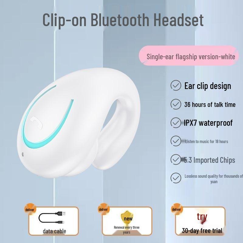Bone Conduction Clip-on Bluetooth Headphones 25, 2025 Model, Binaural, Clear Sound, Long Standby