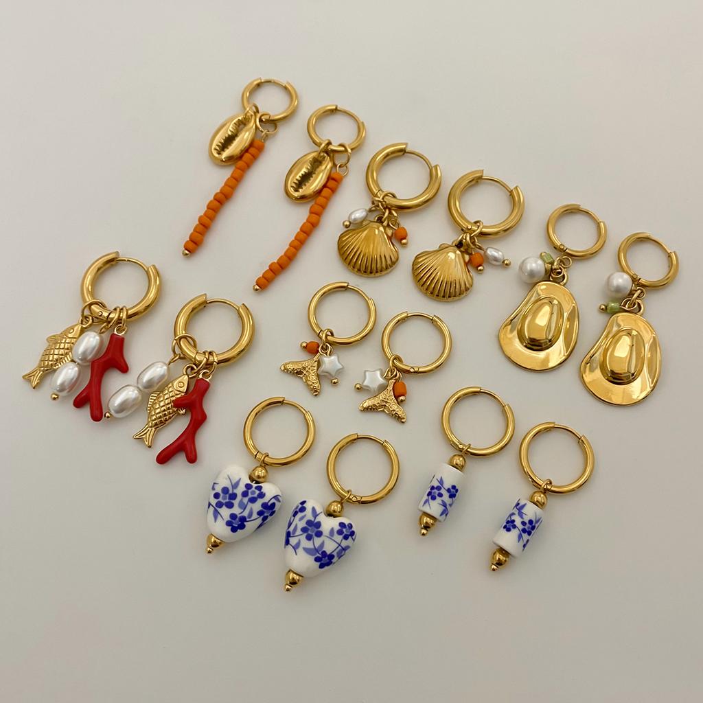 Yori Trendy Charm Pendant Earrings Rust Proof 18K Gold PVD Plated Waterproof Daily Jewelry Attractive Women Accessories