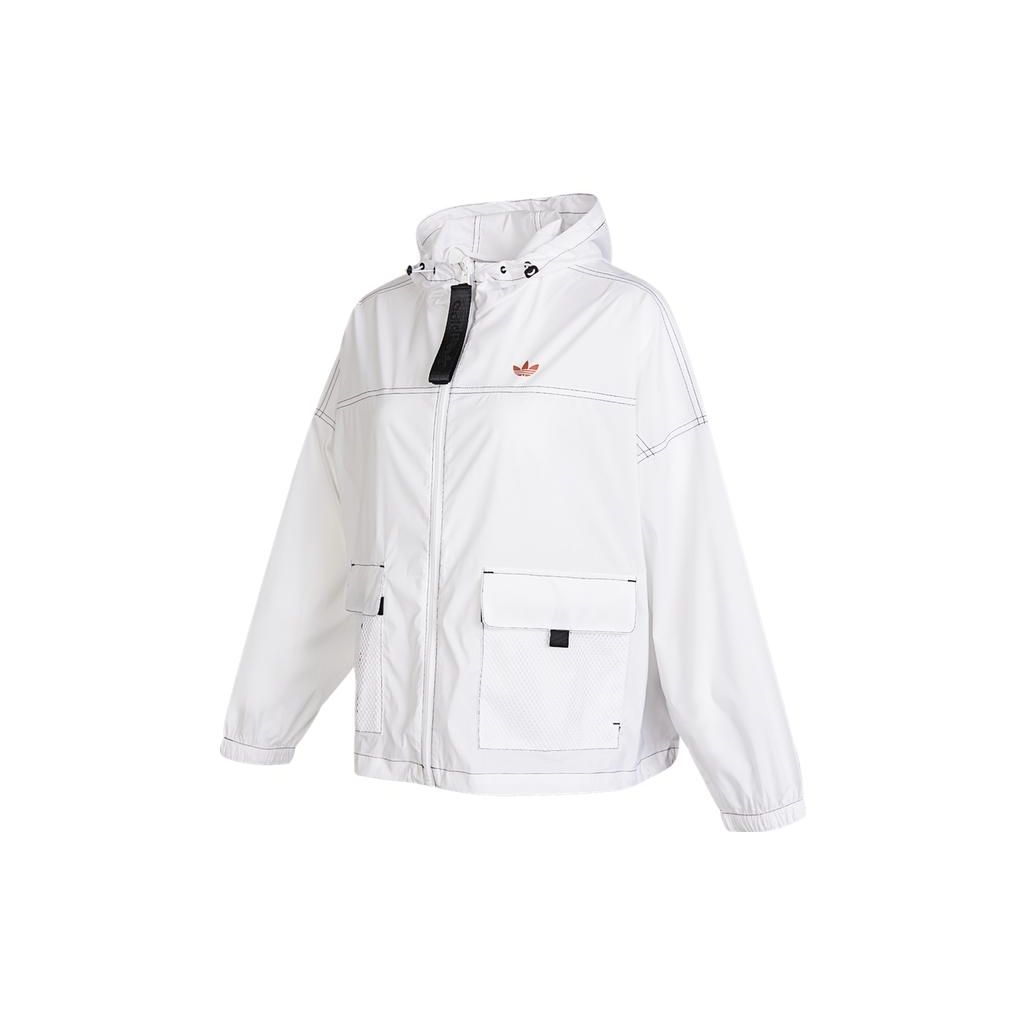 Adidas Originals Trefoil Logo Printed Sports Hoodie Women jackets White HR6464 L