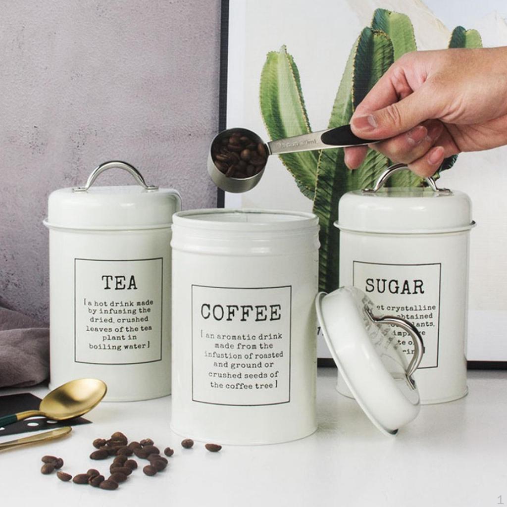3er-Pack Aufbewahrungsdosen mit Deckel aus Metall für Kaffee und Tee, Zuckerdosen, Gläser, Set, Größe