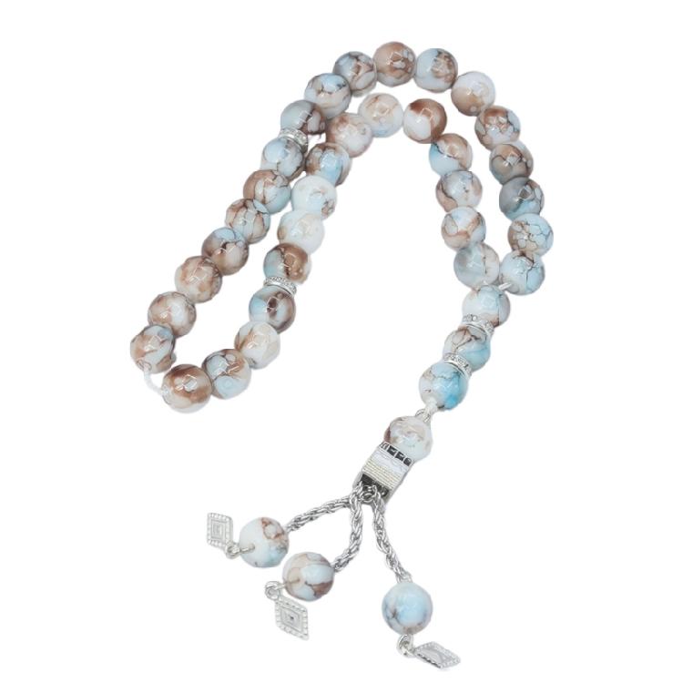 Современный браслет из бусин для молитвы 33 стеклянные и смоляные бусины Духовный модный аксессуар Удобный браслет для мужчин и женщин