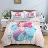 Set copripiumino con motivo a sirena dei cartoni animati, set di biancheria da letto per bambini, decorazione per camera da letto, trapunta, copripiumino, king size, singolo, singolo
