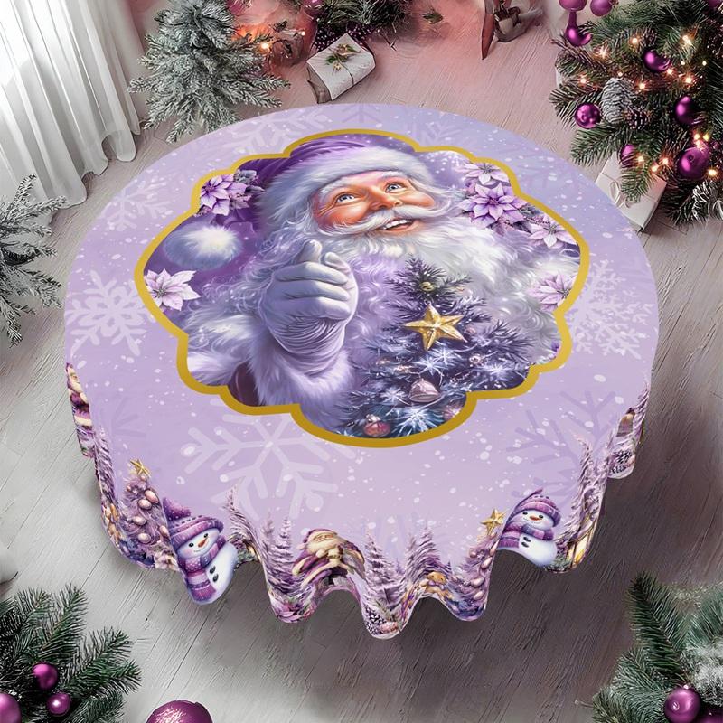 Purple Christmas Tablecloth Santa Claus Table Cover Christmas Party Table Decorations for Home Kitchen 2025 Xmas Gifts Navidad