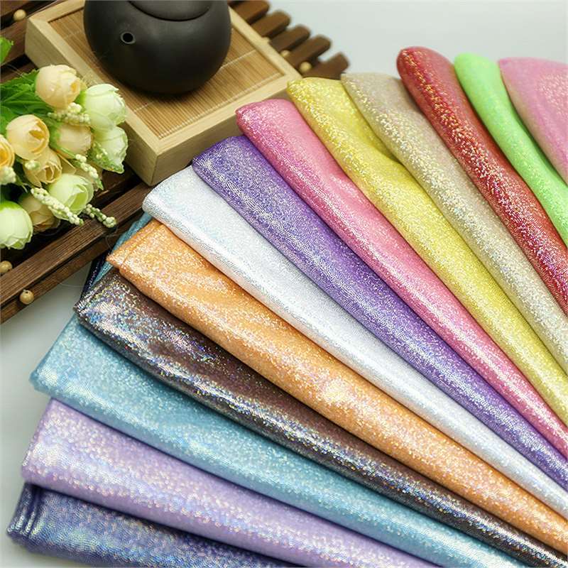 Holographic Glitter Polyester Fabric by The Yard Width 150cm For Wedding Party Backgrounds, DIY Decoration Clothing Sewing