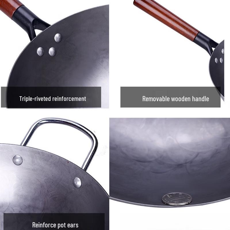 Traditional Hand-Forged Wrought Iron Wok