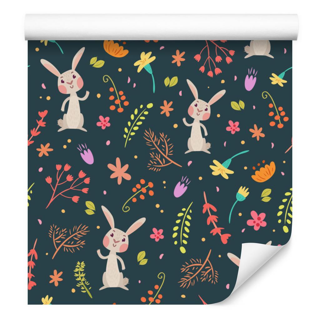 Wallpaper Bunnies Among Forest Plants for Living Room and Bedroom 50x1000