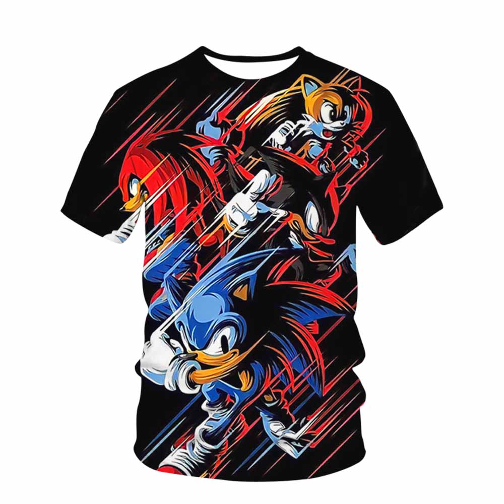Cute Sonic Girl Cartoon T-Shirt Children's Short Sleeve Summer Casual T-Shirt Boys Sports Shirt Quick Drying Tops Tee
