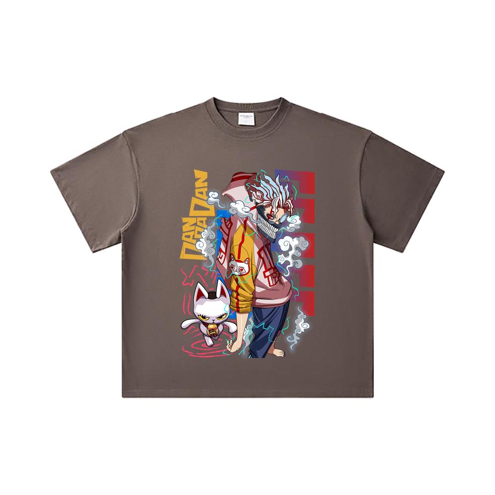 260 GSM Double Yarn 32 Count 100% Cotton Dandadan V25 Okarun Print Unisex Heavy Cotton T Shirt