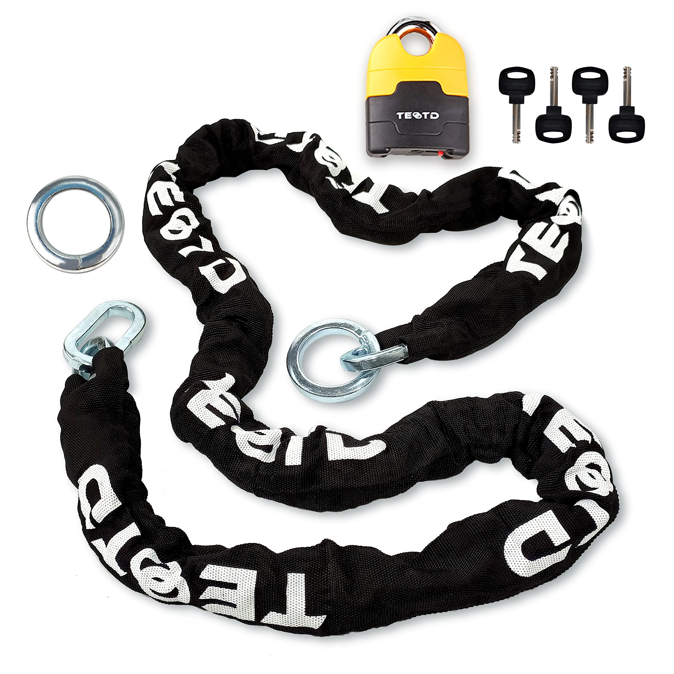 

TEOOTD Bike Extra Thick Chain Highly with for and Durable and Includes 4 Keys Lock, Lock, Cut-Resistant, Padlock, Anti-Theft Bicycles, Mopeds, чёрный