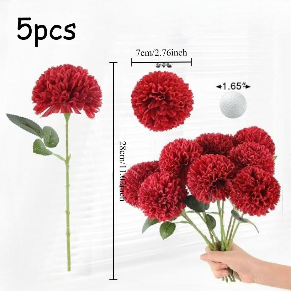 5pcs Artificial Fake Chrysanthemum,Long Stem,with No Container,for Halloween,Home Decor,Wedding Decoration ,Christmas Decoration