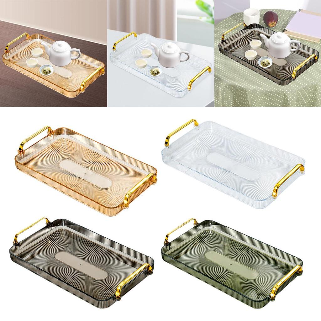 Serving Tray with Handles Countertop Cosmetics Tray Bathroom Vanity Tray for Party Breakfast Living Room Bathroom Office