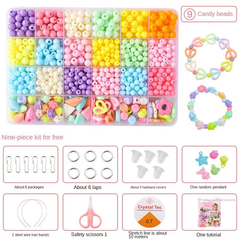 Children's Handmade Beaded Girls Wear Beads Educational Toys Diy Jewelry Bracelet Necklace Jewelry Around Beads Beads Set