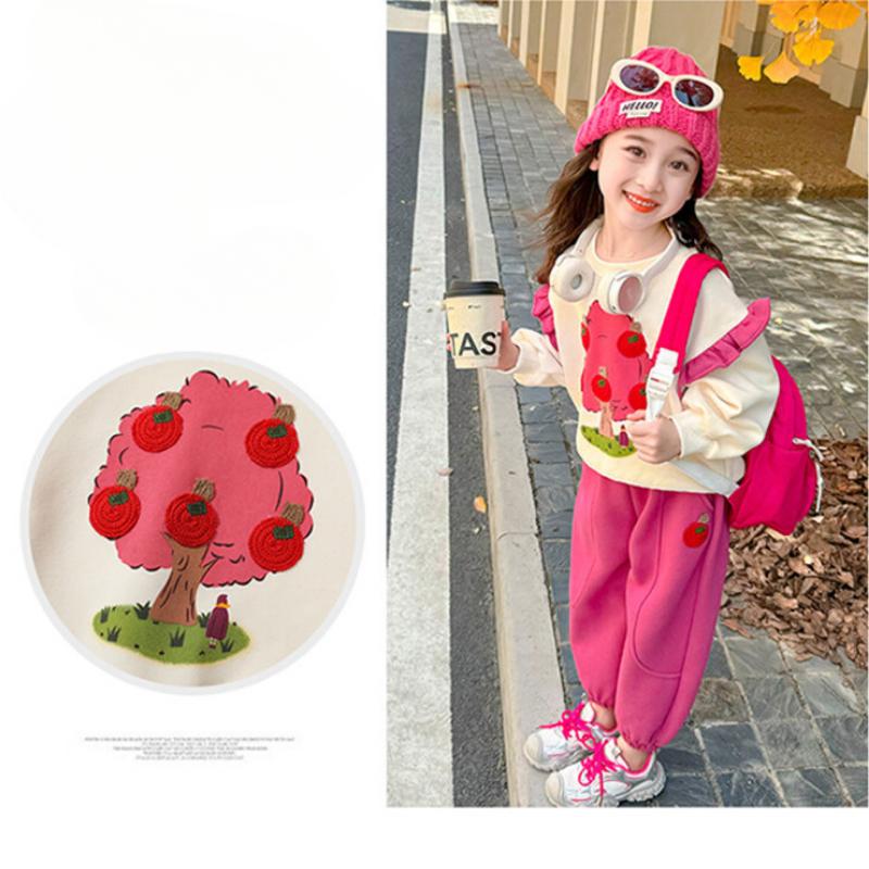 Girls Apple Tree Suit Summer Summer Children Fashion Short-sleeved Casual Suit