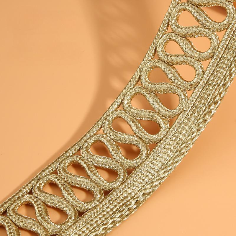 1Yard Handmade Gold Cord Patch Baroque Decorative Trim Appliques Sew on Patches for Clothing Clothes Applique
