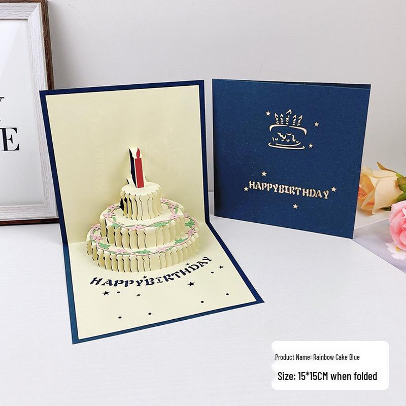 Carte pop-up Gâteau d'anniversaire musical 3D avec lumières colorées et enregistrement