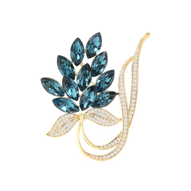 

1PCS Vintage Crystal Leaf Style Brooches Crystal Plant Flower Brooches Costumes Badge Brooch Jewelry Women Clothing Coat Jewelry