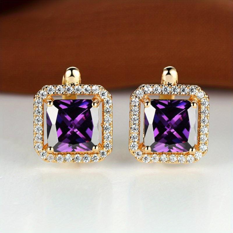 Luxury Square Green Natural Zircon Stud Earrings for Women Fashion Rose Gold Bride Wedding Earrings Statement Jewelry